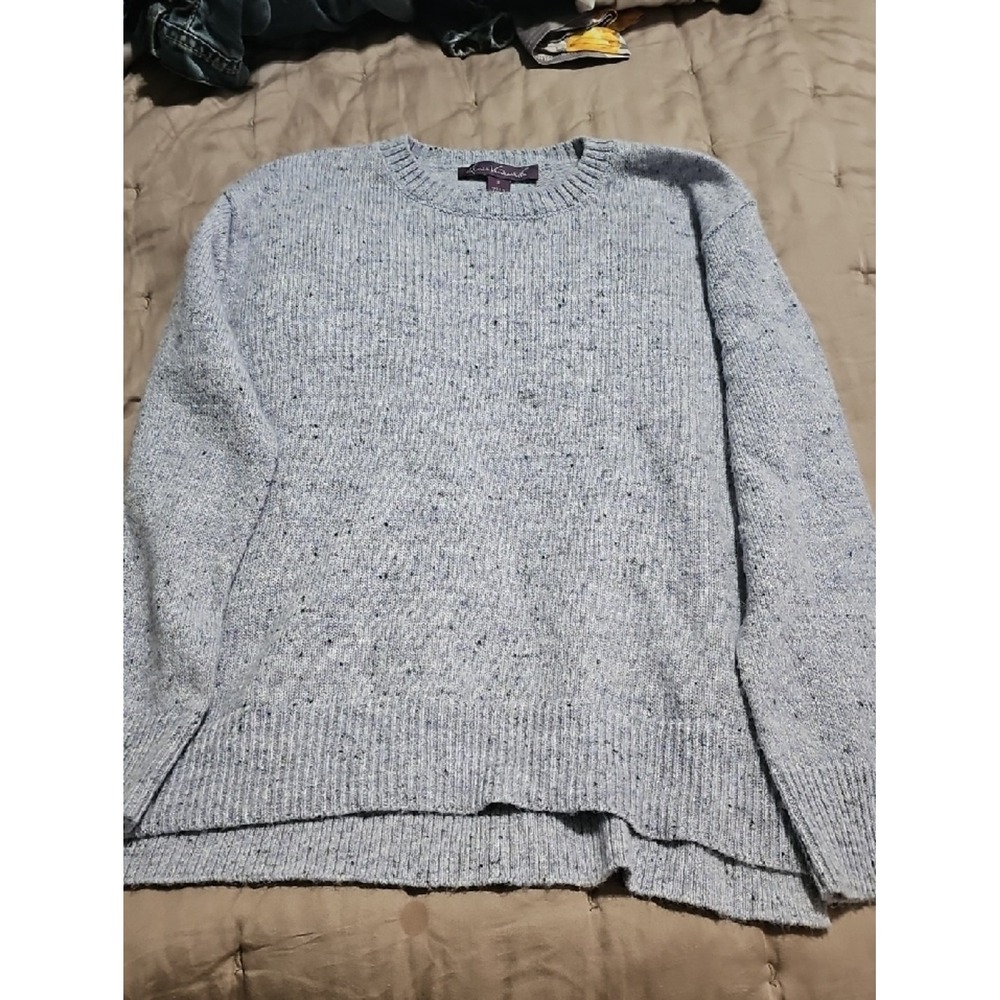 Gloria Vanderbilt Blue Marl Flecked Crewneck Knit Sweater Small